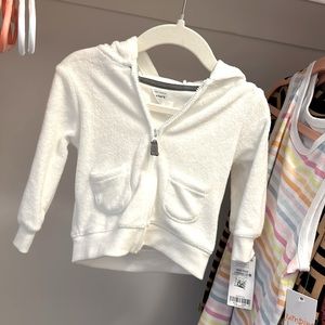 CARTERS // SIZE 9 MONTHS // 9M // WHITE ZIP UP JACKET